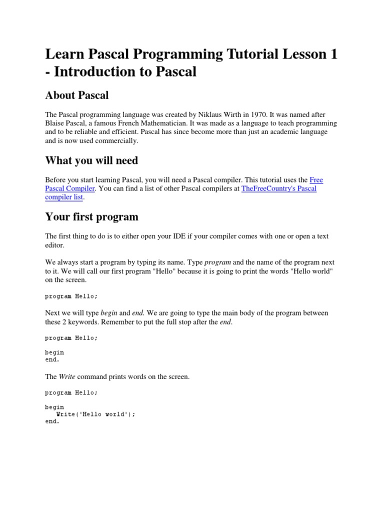 Pascal Program | PDF | Pointer (Computer Programming) | Array Data Type