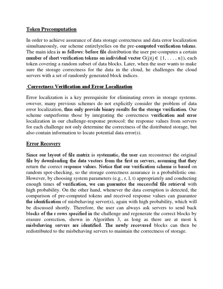 Token-Based Data Verification and Recovery | PDF