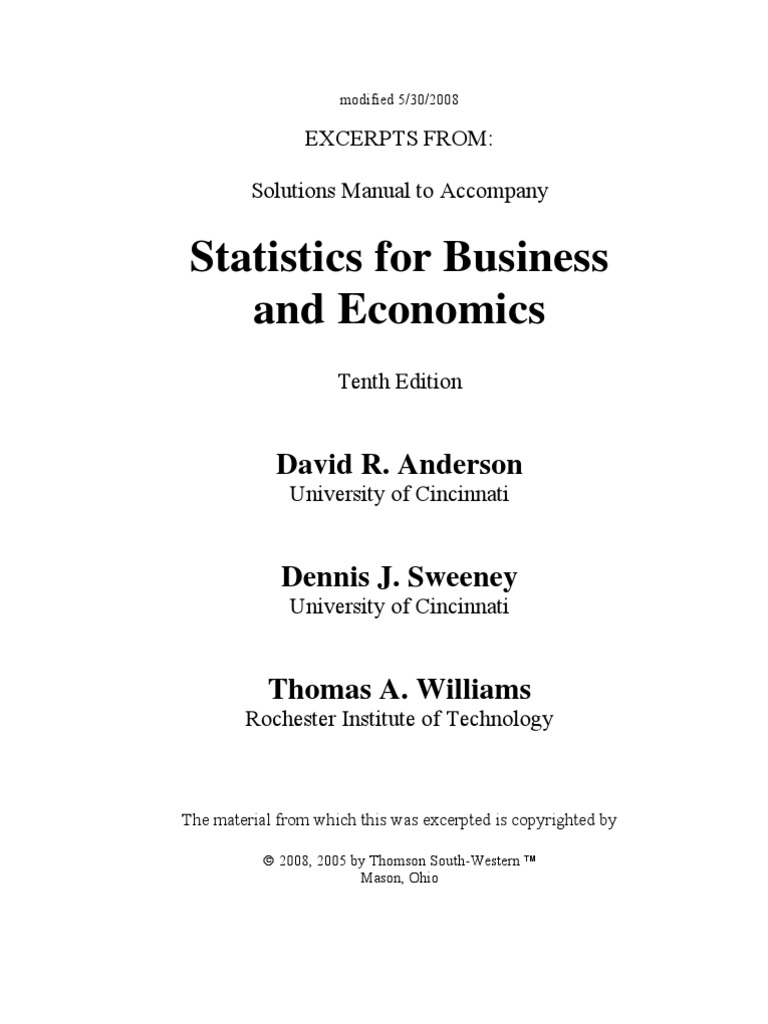 Essentials Of Statistics For Business And Economics Solutions Manual Course  Hero