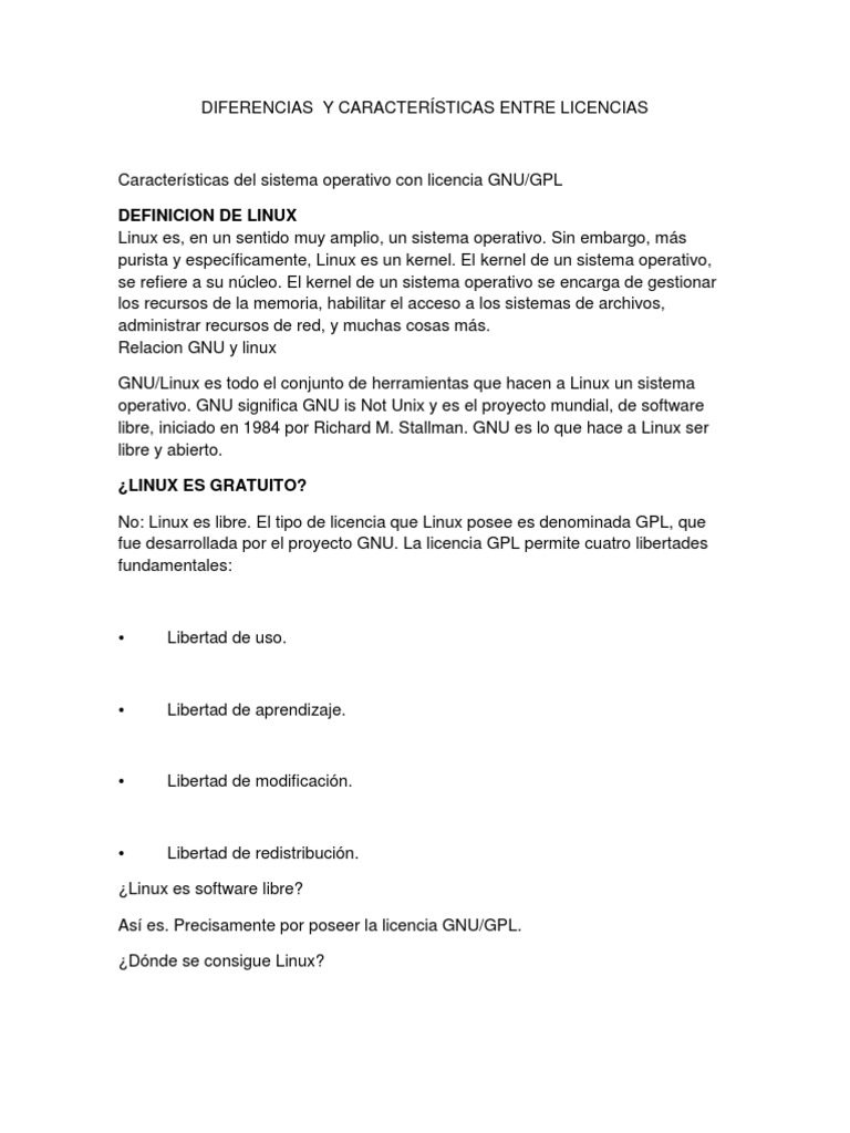 Características de la Licencia GPL | PDF | Software libre | Ñu