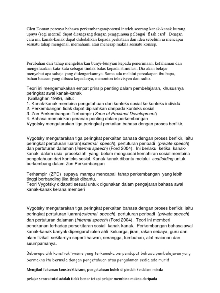 Glen Doman Percaya Bahawa Perkembangan Pdf