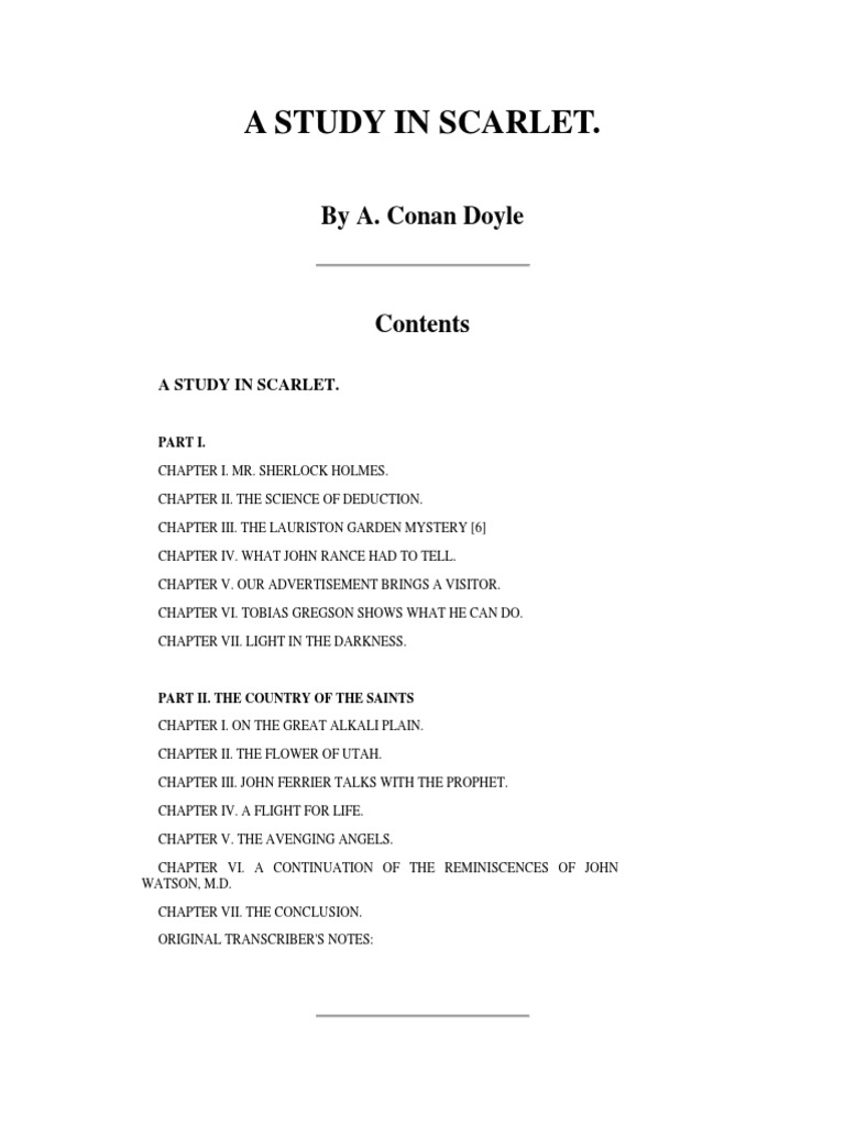 A Study in Scarlet PDF A Study In Scarlet Dr. Watson
