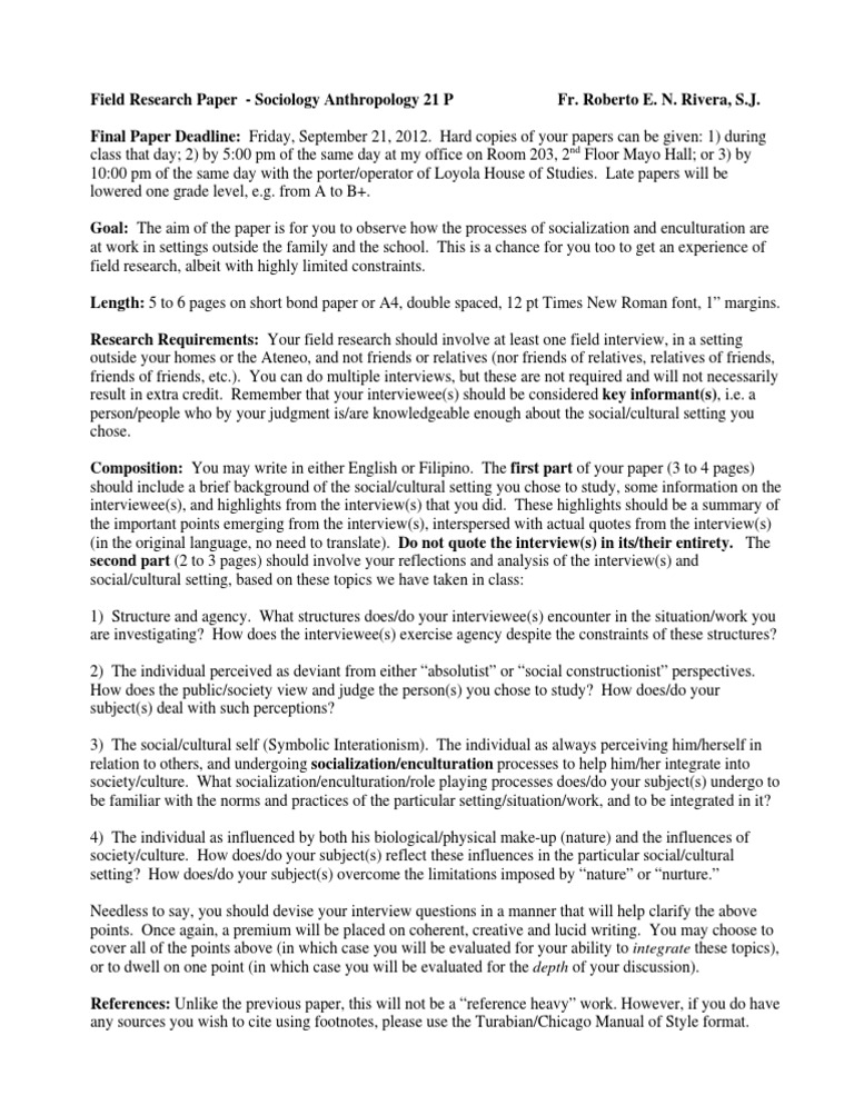 Field Research Paper _ LibGuides: Qualitative study design: Field ...