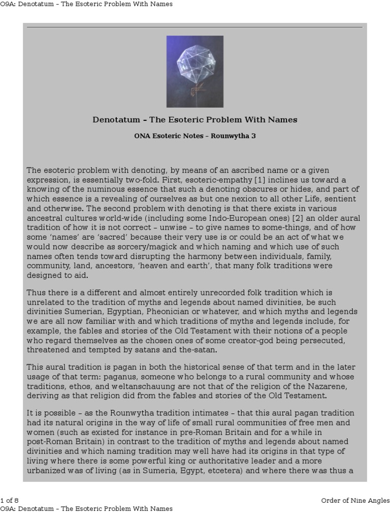 Denotatum Esoteric Rounwytha Notes | PDF | Festival | Deities