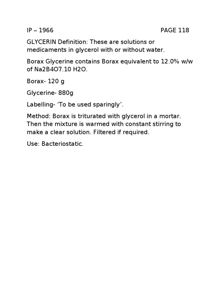 Borax Glycerine Glycerol Food Ingredients