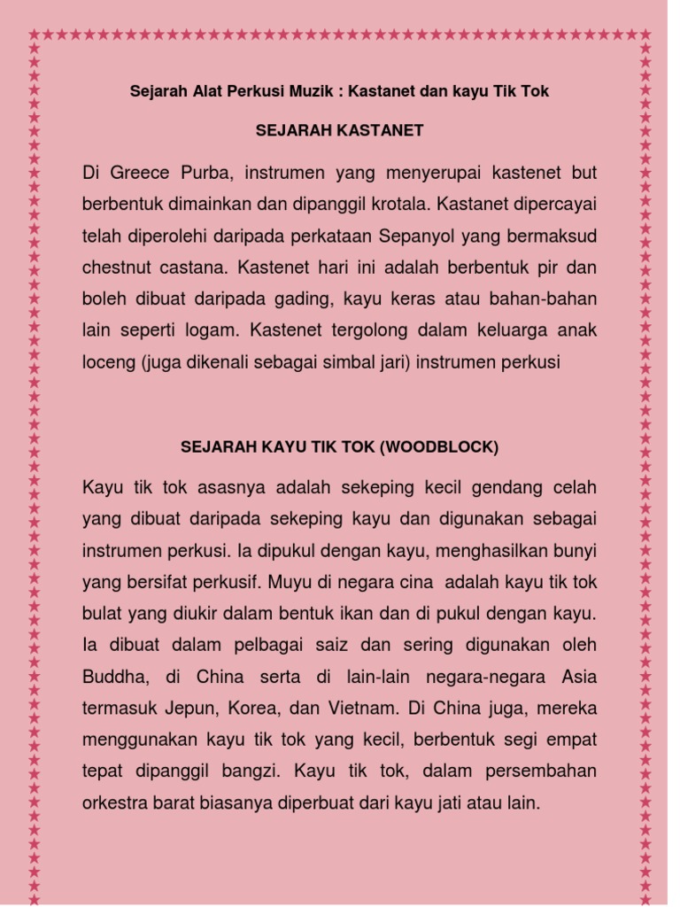 Sejarah Kastenet Dan Kayu Tik Tok Pdf