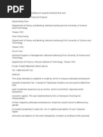 Download Investor Attitudes and Behavior Towards Inherent Risk and Potential Returns by MJaya19 SN106730715 doc pdf