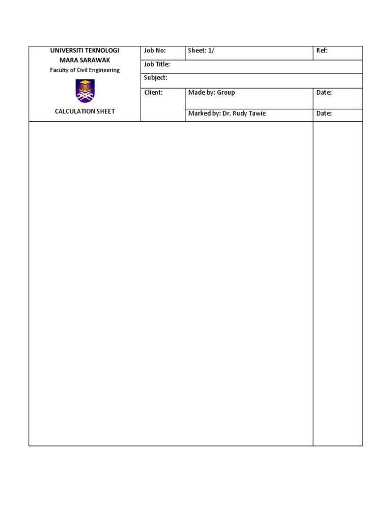 Civil Engineering Calculation Sheet | PDF