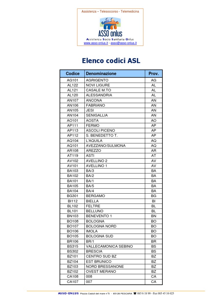 I Codici Delle Asl | PDF