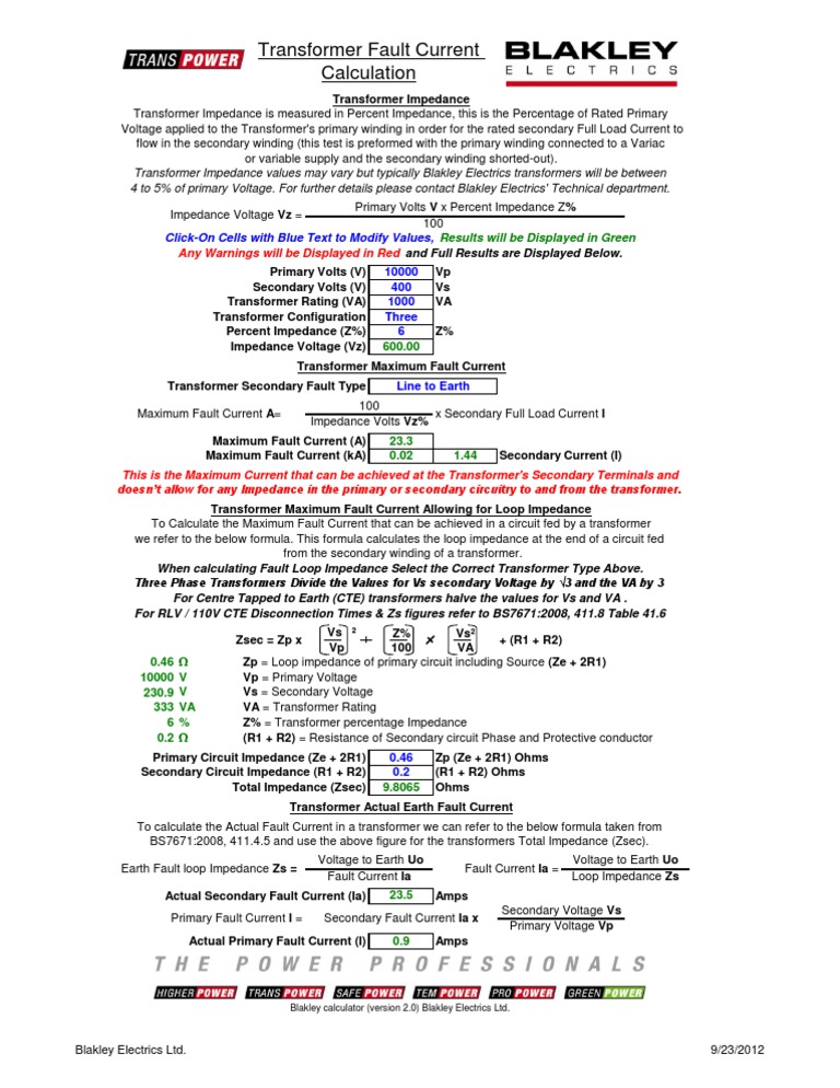 Transformer Fault Current Calculation | Transformer | Electrical Impedance