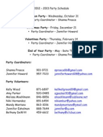 2012 2013 Party Schedule