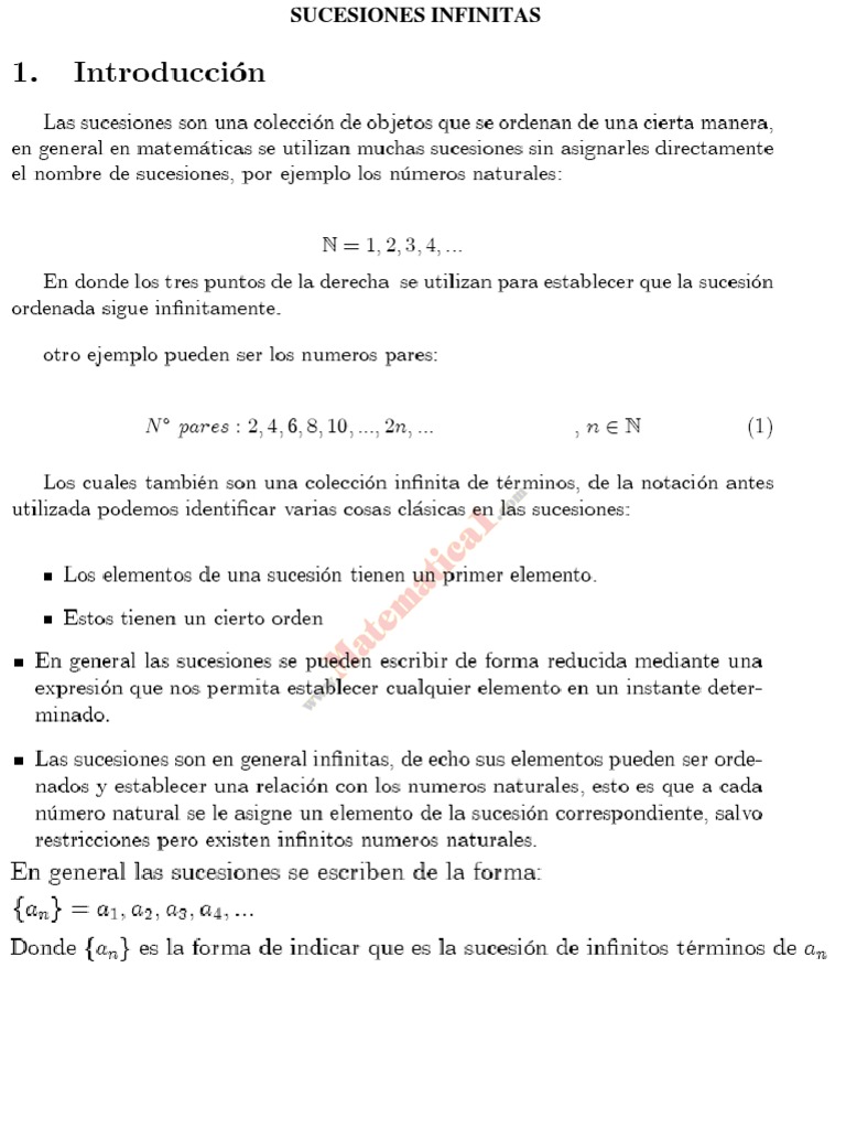 Sucesiones Infinitas | PDF | Fracción (Matemáticas) | Secuencia