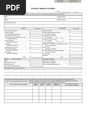 Personal Financial Statement Resident Curator MD