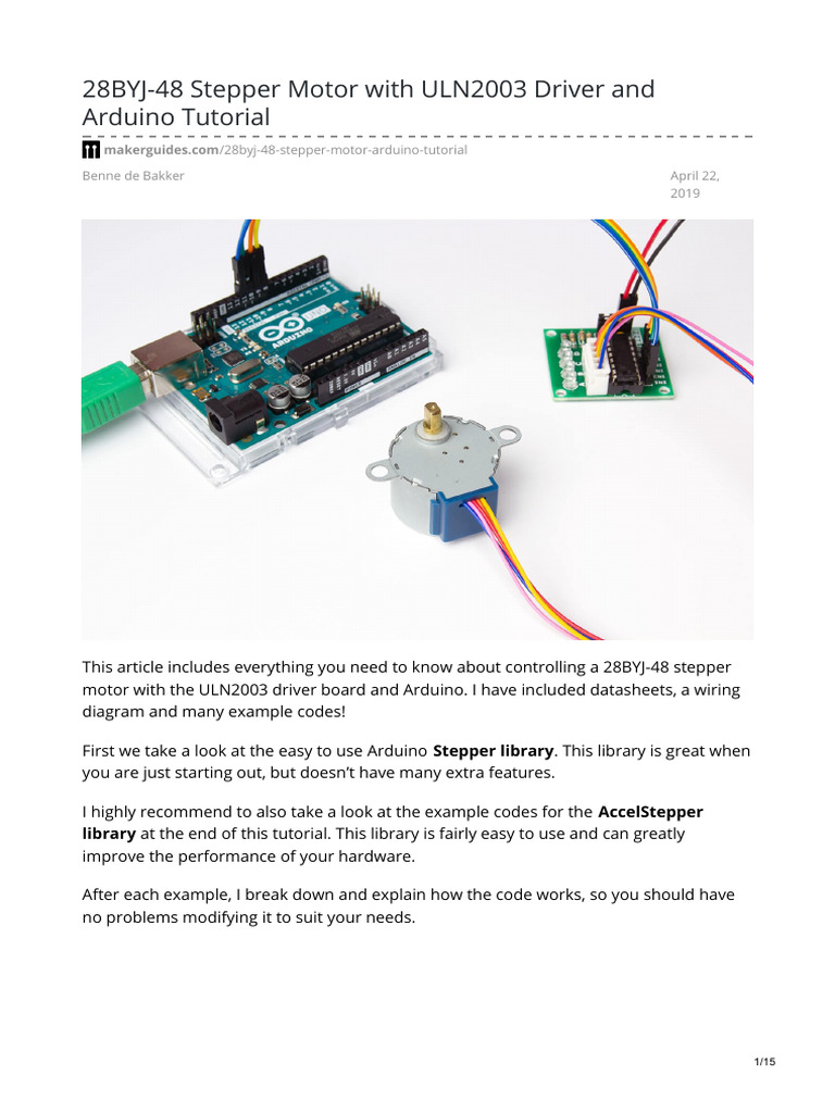 Arduino 28BYJ-48 Stepper Motor With ULN2003 Driver and Arduino Tutorial ...