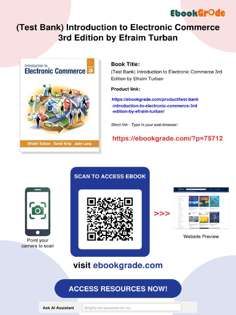 Ebook Test Bank Introduction To Electronic Commerce 3rd Edition by ...