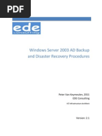 Windows Server 2003 AD Backup and Disaster Recovery Procedures