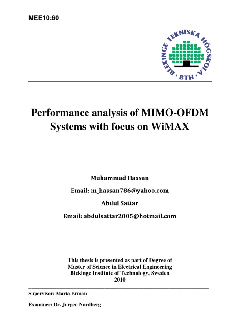 Performance Analysis of Mimo-Ofdm Systems With Focus On Wimax | PDF