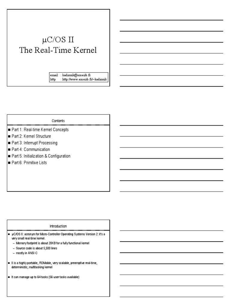 µC/OS II Real-Time Kernel Overview | PDF