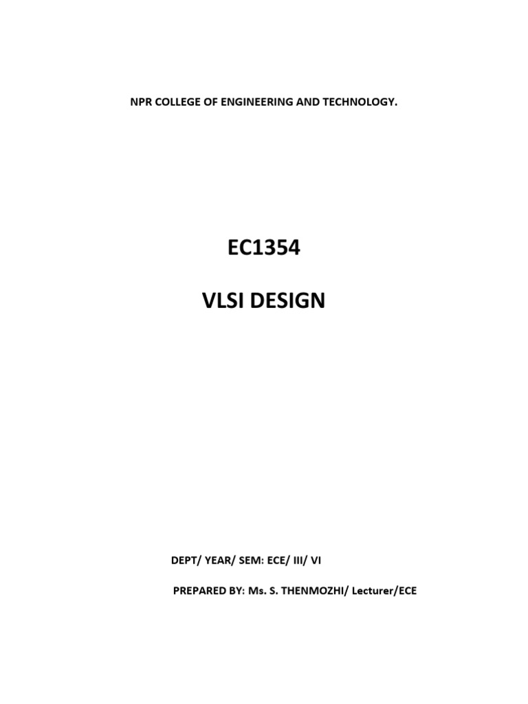 VLSI Design Techniques | PDF | Science & Mathematics