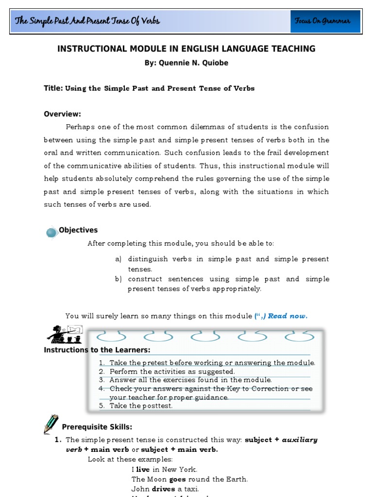Simple Past and Present Tense Guide | PDF | Grammatical Tense | Verb