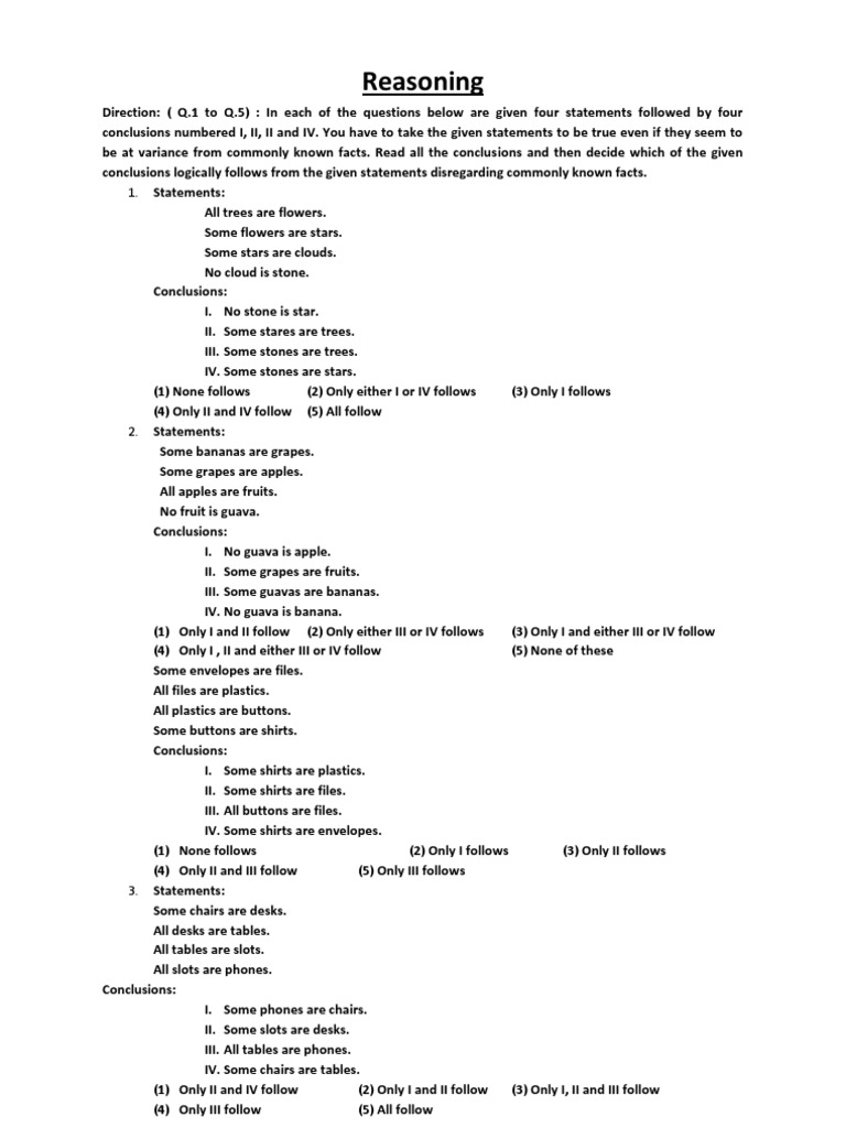 Reasoning Qns Pdf Sports Leisure