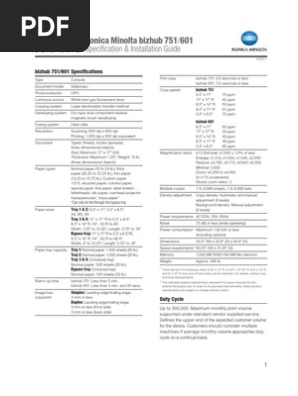 Bizhub 751 601 Spec And Install Guide Windows Xp Microsoft Windows