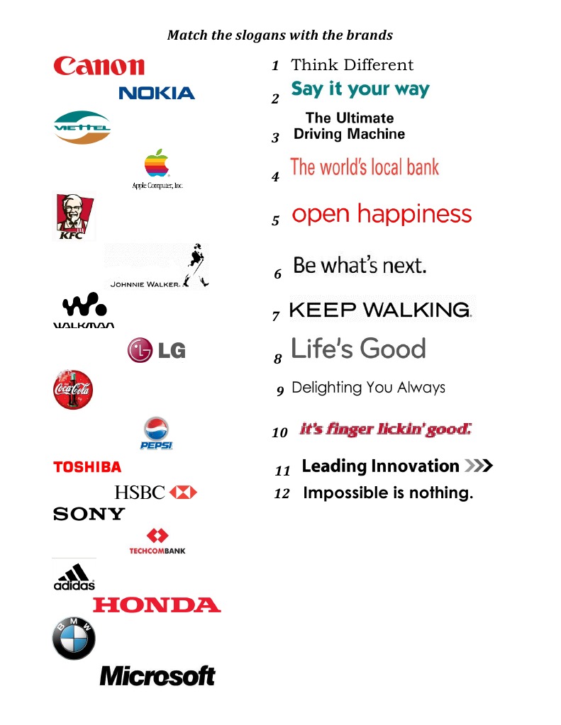 Brands and Slogans Handout | PDF
