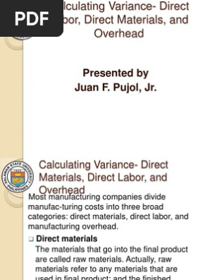 Calculating Variance DirectLabor Materials Overhead | PDF | Cost 