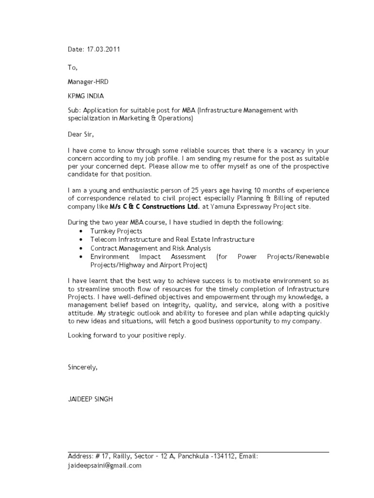cover letter kpmg internship