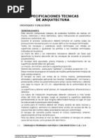 Ejemplo de ESPECIFICACIONES TÉCNICAS DE ARQUITECTURA - Colegio