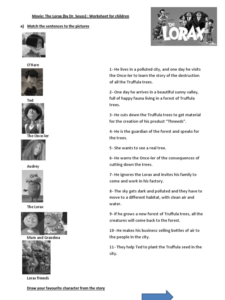 The Lorax Worksheet PDF Nature