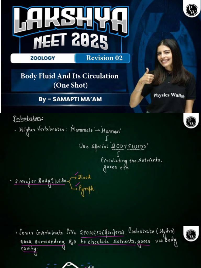 Body Fluid and Its Circulation Class Notes PDF | PDF