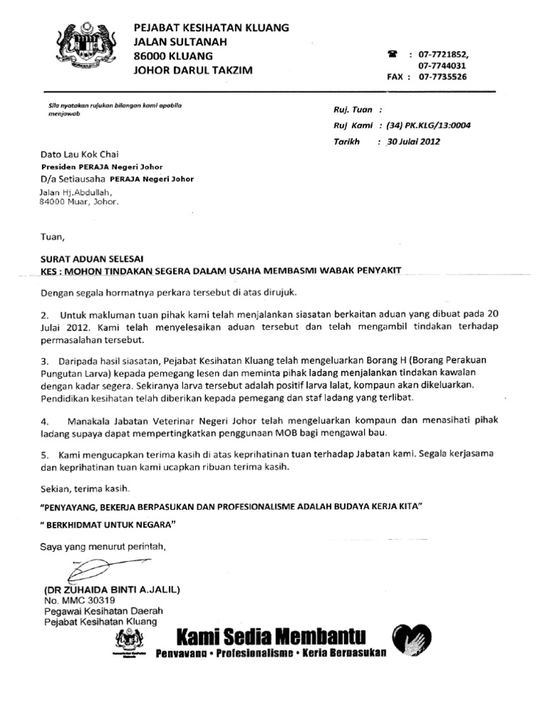 Surat Rasmi Kerajaan Contoh