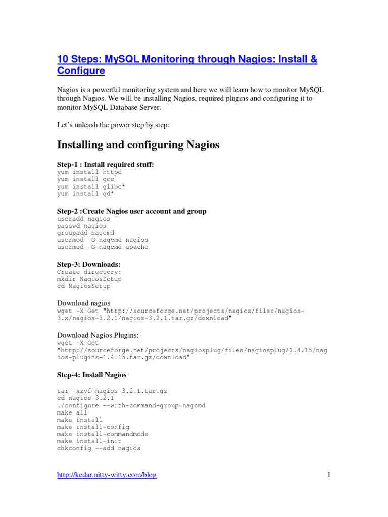 10 Steps Mysql Monitoring Nagios Install Configure | PDF | My Sql ...