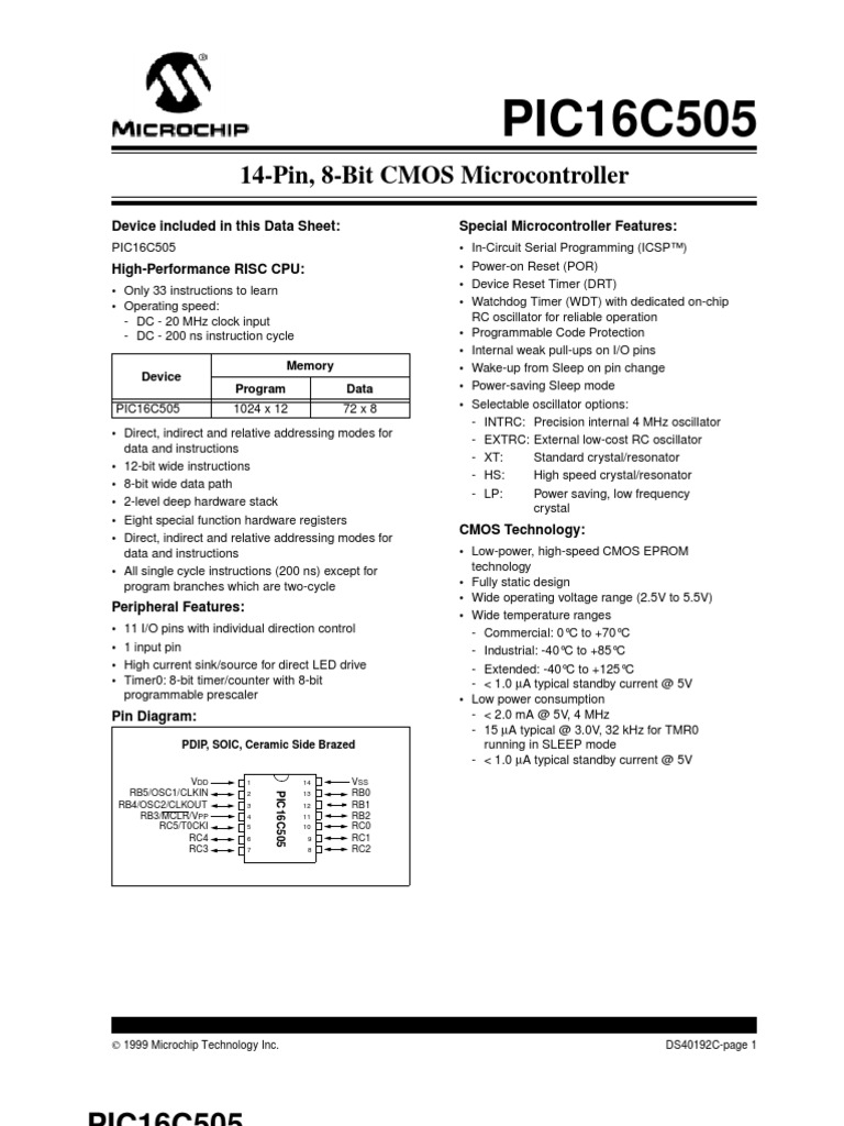 Pic 16 C 505 | PDF | Microcontroller | Input/Output