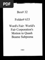 World's Fair: World's Fair Corporation's Motion To Quash Beame Subpoena