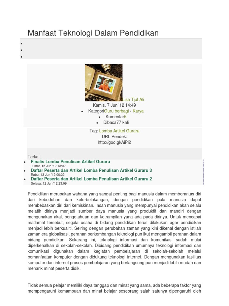 Manfaat Teknologi Dalam Pendidikan Pdf