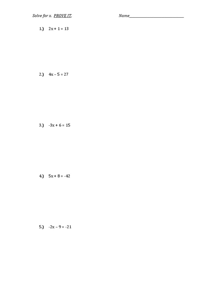 Algebraic Equations: Solve for x | PDF