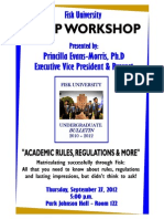 AESP Workshop Academic Rules, Regulations and More Sep 27, 2012 Flyer