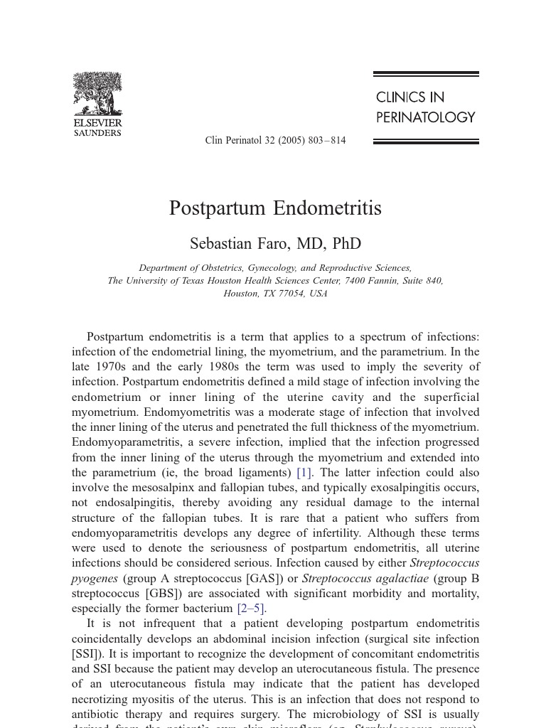 01 Postpartum Endometritis PDF Lactobacillus Childbirth