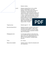 Theoretical background on decision making activity