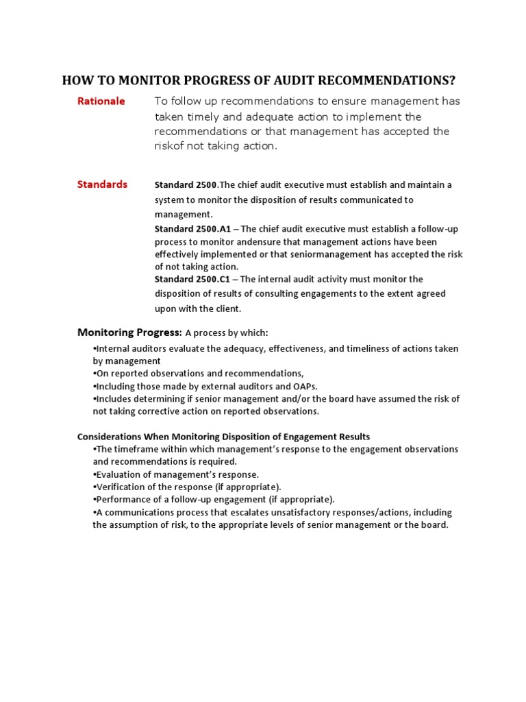 Audit Recommendation Monitoring Guide | PDF | Business