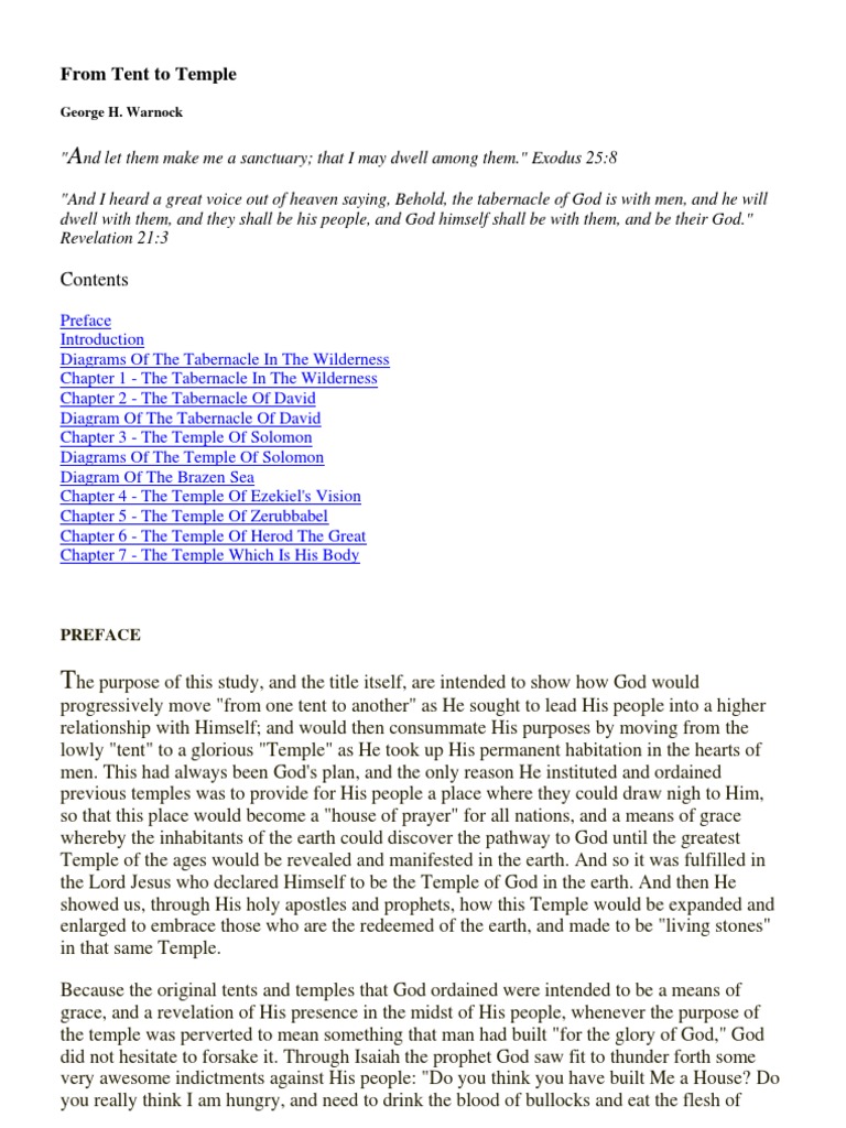 George Warnock - From Tent To Temple | PDF | Holy Of Holies | Glory ...
