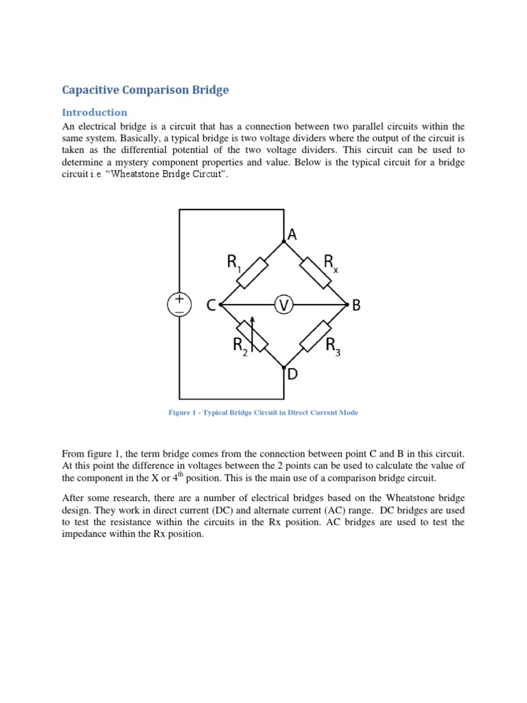 Capacitive Comparison Bridge Overview | PDF | Capacitor | Electrical ...
