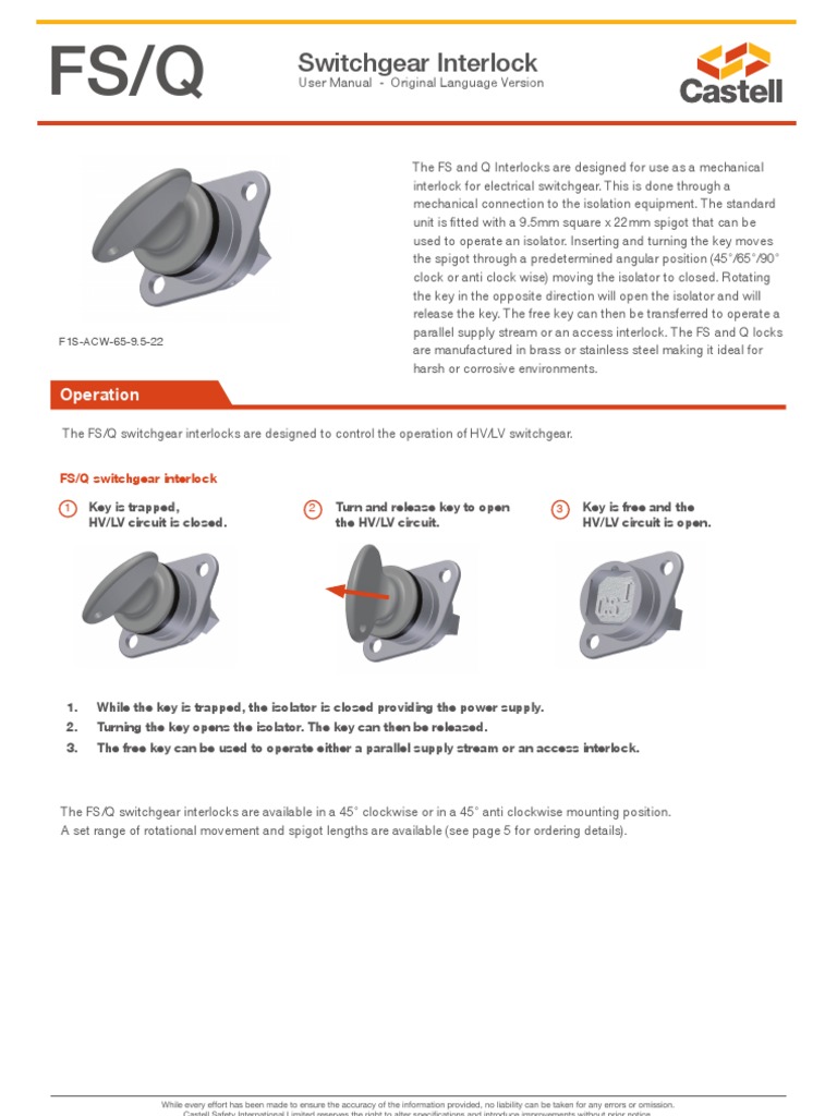Switchgear Interlock: Operation | PDF | Specification (Technical ...
