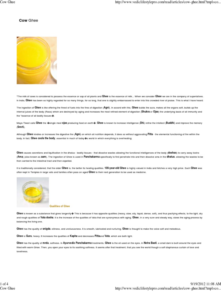 Cow Ghee | PDF | Butter | Milk