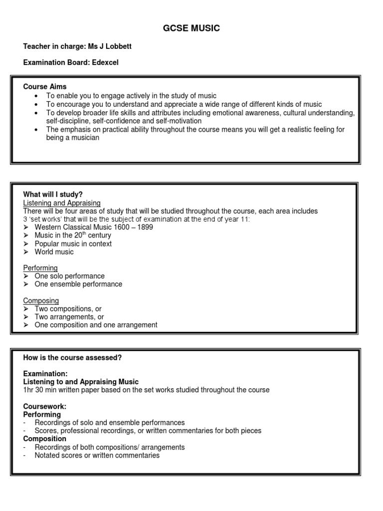 Gcse Music PDF Musical Compositions Teachers