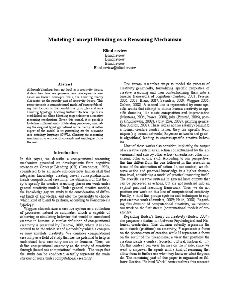 Concept Blending as Creative Reasoning | PDF | Conceptual Model | Concept