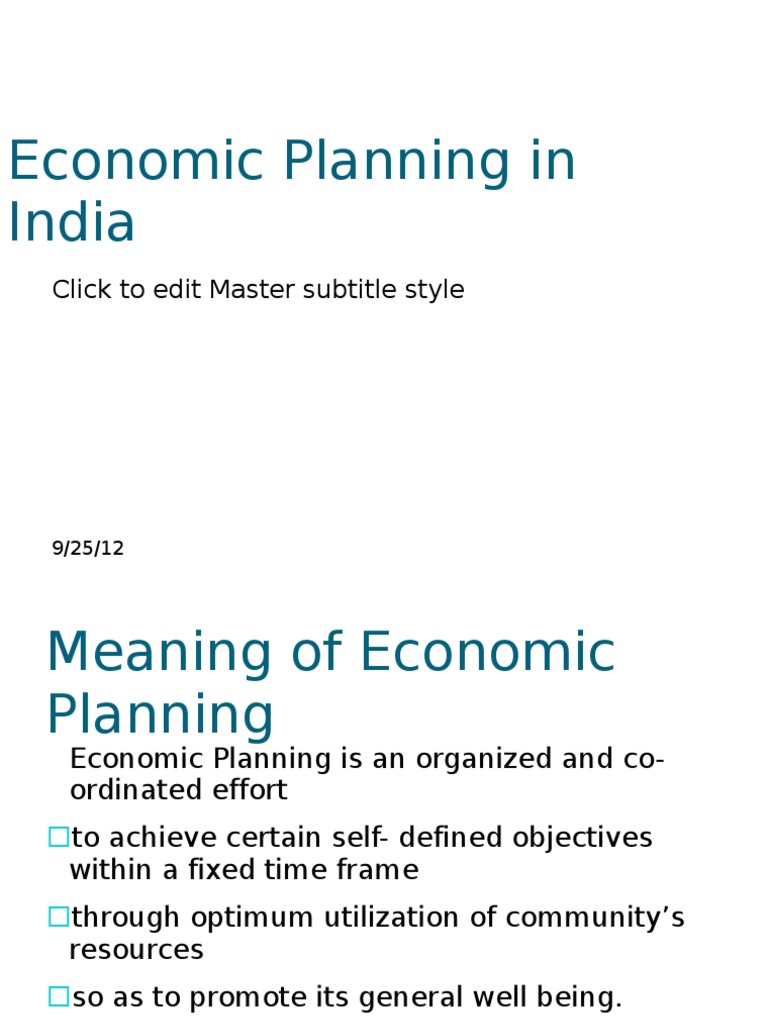 Economic Planning in India: Overview | PDF | Government | Public Sphere