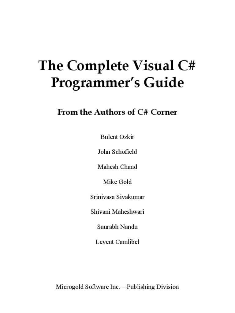 c Sharp Book | Microsoft Visual Studio | C Sharp (Programming Language)